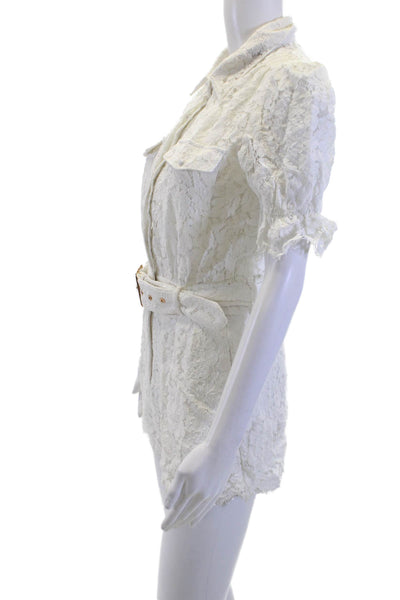 Generation Love Womens White Short Sleeve Romper Crew Neck Size 2