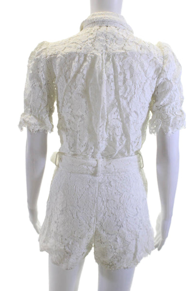 Generation Love Womens White Short Sleeve Romper Crew Neck Size 2