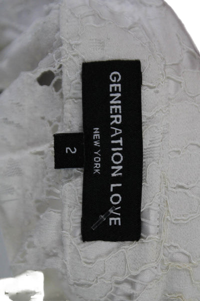 Generation Love Womens White Short Sleeve Romper Crew Neck Size 2