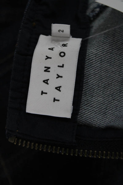 Tanya Taylor Women A-Line Mini Dress Dark Blue Round Neck Short Sleeve Size 2