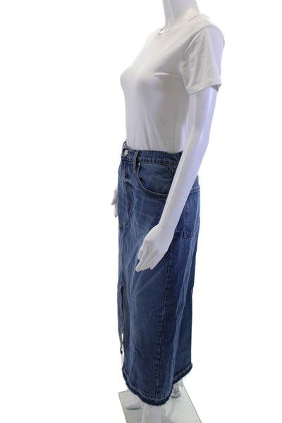 Frame Women Straight Pencil Midi Skirt Dark Blue Cotton Size 26