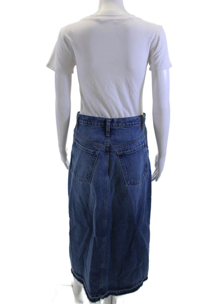 Frame Women Straight Pencil Midi Skirt Dark Blue Cotton Size 26