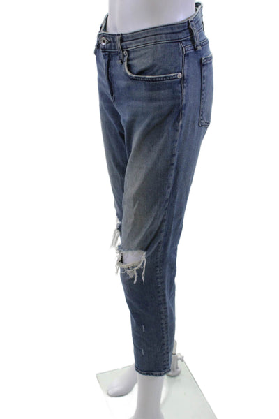 Rag & Bone Womens Cropped Boyfriend Jeans Dark Blue Mid Rise Button Size 27