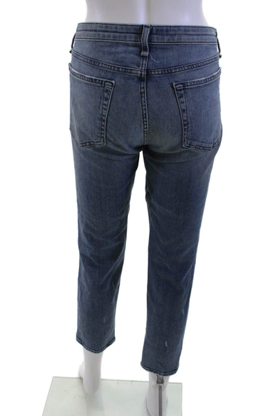 Rag & Bone Womens Cropped Boyfriend Jeans Dark Blue Mid Rise Button Size 27