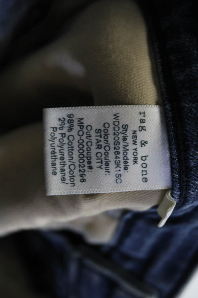 Rag & Bone Womens Cropped Boyfriend Jeans Dark Blue Mid Rise Button Size 27