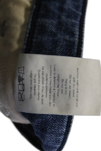 Rag & Bone Womens Cropped Boyfriend Jeans Dark Blue Mid Rise Button Size 27