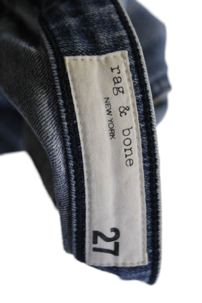 Rag & Bone Womens Cropped Boyfriend Jeans Dark Blue Mid Rise Button Size 27