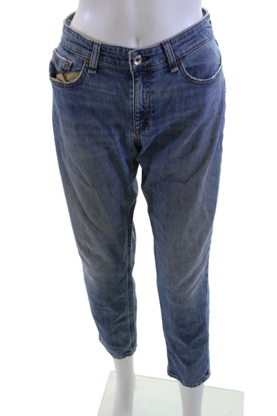 Rag & Bone Unisex Cropped Ankle Jeans Blue Mid Rise Button Size 27