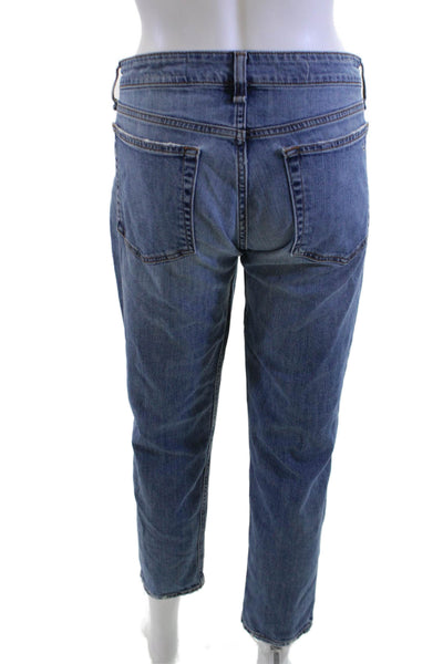 Rag & Bone Unisex Cropped Ankle Jeans Blue Mid Rise Button Size 27