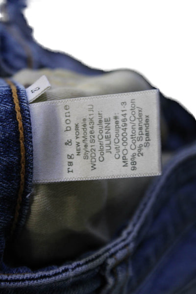 Rag & Bone Unisex Cropped Ankle Jeans Blue Mid Rise Button Size 27