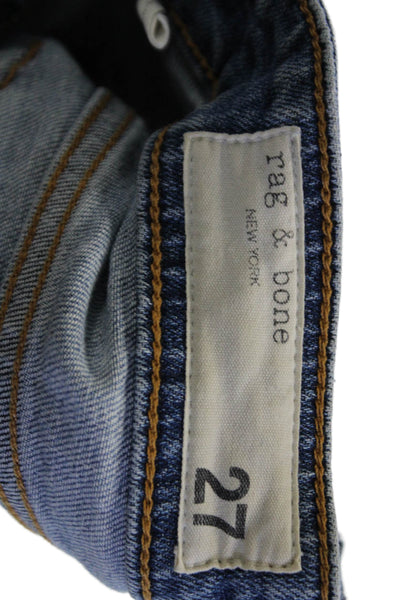 Rag & Bone Unisex Cropped Ankle Jeans Blue Mid Rise Button Size 27