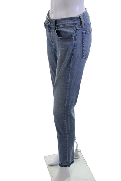 Rag & Bone Women Ankle Cropped Jeans Blue Mid Rise Button Fly Size 28