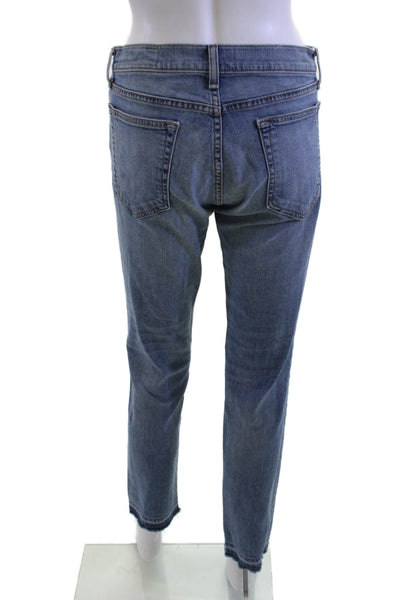 Rag & Bone Women Ankle Cropped Jeans Blue Mid Rise Button Fly Size 28