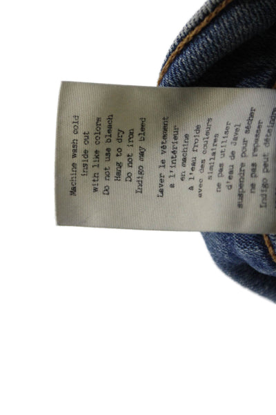 Rag & Bone Women Ankle Cropped Jeans Blue Mid Rise Button Fly Size 28