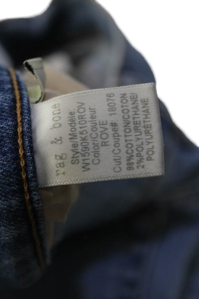 Rag & Bone Women Ankle Cropped Jeans Blue Mid Rise Button Fly Size 28