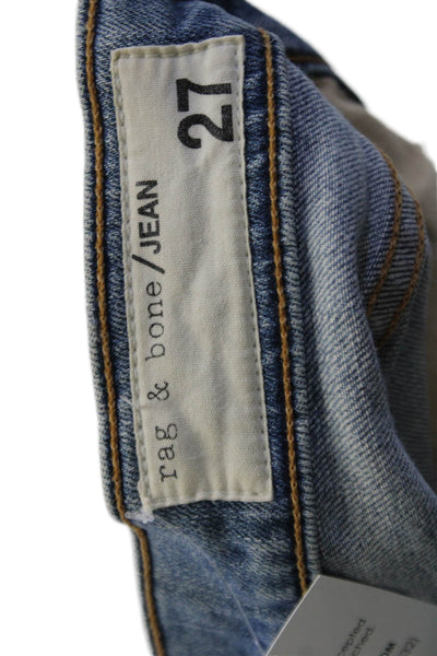 Rag & Bone Women Ankle Cropped Jeans Blue Mid Rise Button Fly Size 28