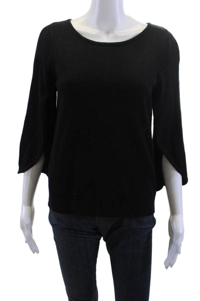 Milly Women Pullover Sweater Black Long Sleeve Round Neck Size S