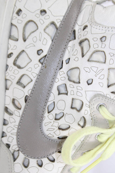 Nike Womens Lace Up Laser Cut Overlay Blazer Mid Sneakers White Yellow Size 7