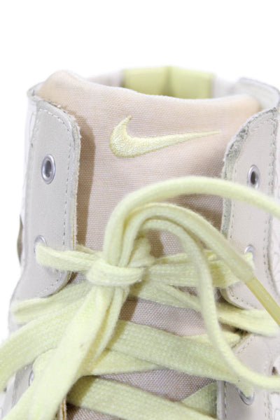 Nike Womens Lace Up Laser Cut Overlay Blazer Mid Sneakers White Yellow Size 7