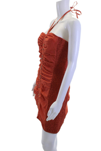 Free People Womens Mini Sundress Orange Cotton Boho Size L