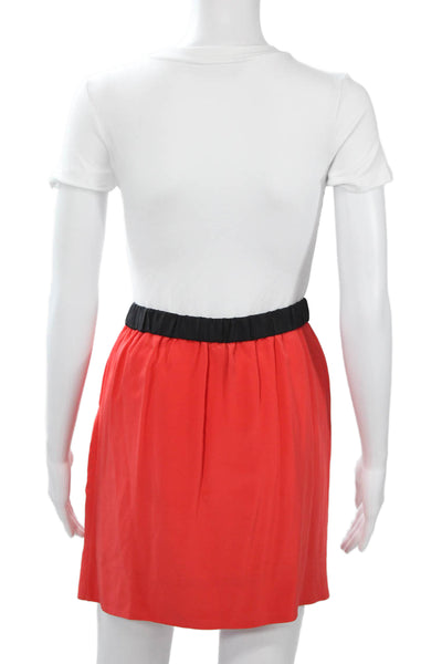 BCBGMAXAZRIA Women Red Silk A-Line Pleated Mini Skirt Size 4