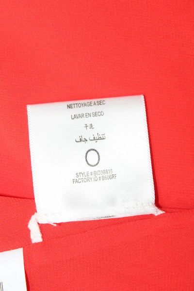 BCBGMAXAZRIA Women Red Silk A-Line Pleated Mini Skirt Size 4
