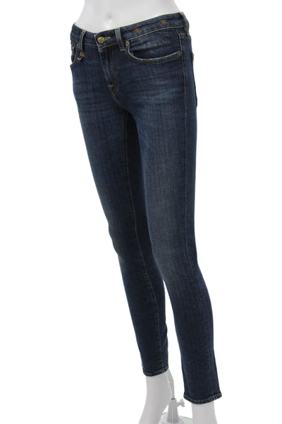 R13 Women Skinny Ankle Jeans Dark Blue Denim Mid Rise Size 25
