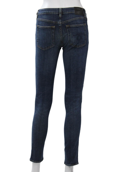 R13 Women Skinny Ankle Jeans Dark Blue Denim Mid Rise Size 25