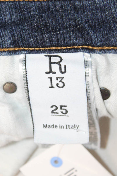 R13 Women Skinny Ankle Jeans Dark Blue Denim Mid Rise Size 25