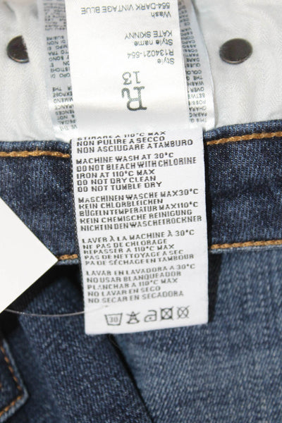 R13 Women Skinny Ankle Jeans Dark Blue Denim Mid Rise Size 25