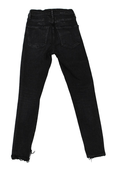 Agolde Women Skinny Ankle Black Denim Jeans Mid Rise Button Size 24