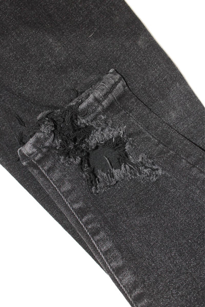 Agolde Women Skinny Ankle Black Denim Jeans Mid Rise Button Size 24
