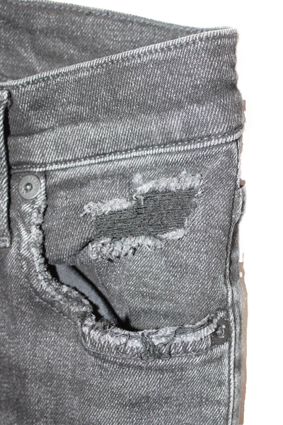 Agolde Women Skinny Ankle Black Denim Jeans Mid Rise Button Size 24