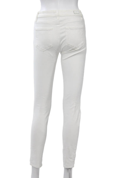 Paige Womens White Skinny Ankle Jeans Button Mid Rise Size 26