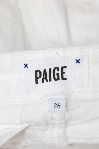 Paige Womens White Skinny Ankle Jeans Button Mid Rise Size 26