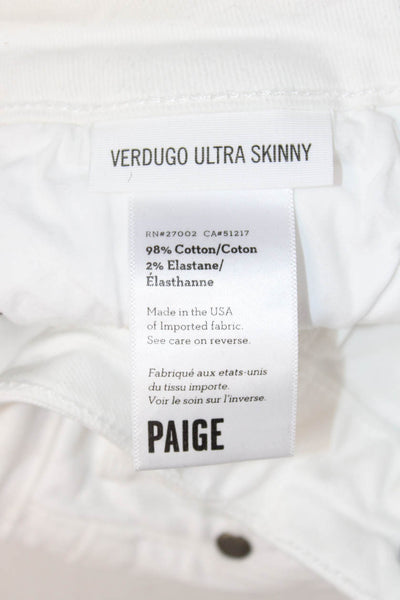Paige Womens White Skinny Ankle Jeans Button Mid Rise Size 26