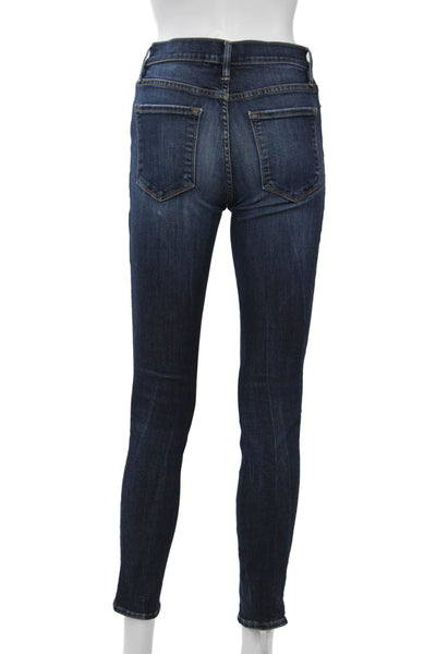 Frame Denim Womens Ankle Skinny Jeans Dark Blue Denim Mid Rise Size 26