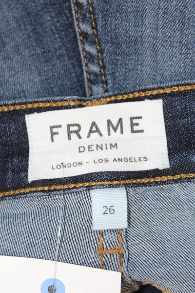 Frame Denim Womens Ankle Skinny Jeans Dark Blue Denim Mid Rise Size 26