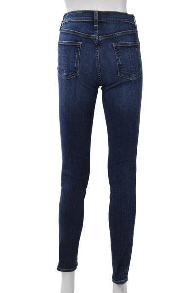 Rag & Bone Womens Skinny Ankle Dark Blue High Rise Jeans 30 Inseam Size 25