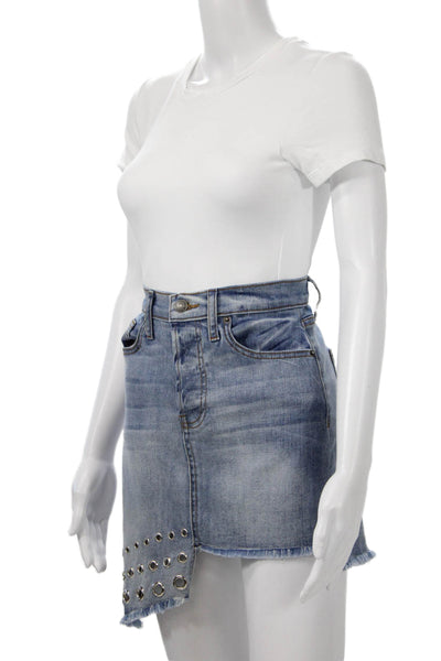 Misa Womens A-Line Mini Skirt Blue Cotton Blend Size 25