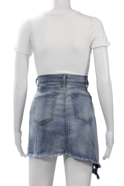 Misa Womens A-Line Mini Skirt Blue Cotton Blend Size 25