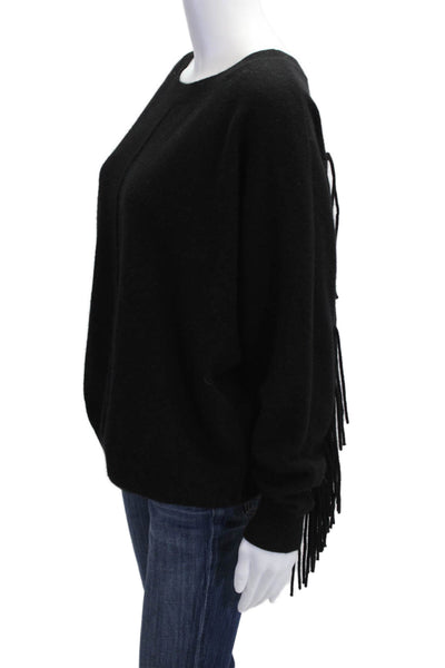 Minnie Rose Womens Pullover Cashmere Sweater Black Crew Neck Long Sleeve Size M