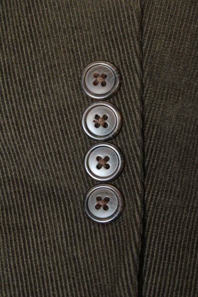 Alan Flusser Mens Classic Green Cotton Sport Coat Button Collared Size L