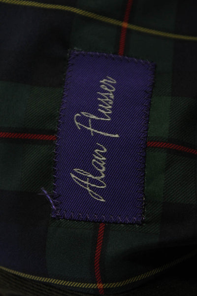 Alan Flusser Mens Classic Green Cotton Sport Coat Button Collared Size L