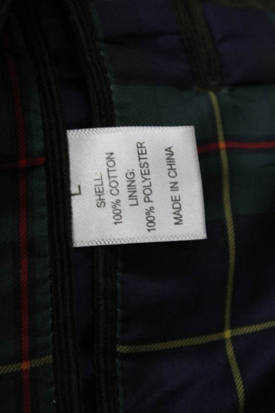 Alan Flusser Mens Classic Green Cotton Sport Coat Button Collared Size L