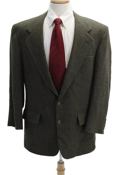 Mister Guy Mens Brown Check Camel Hair Sport Coat Button Size 42