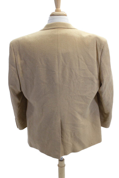 Botany Men Beige Camelhair Solid Collared Button Blazer Classic Fall Size 46