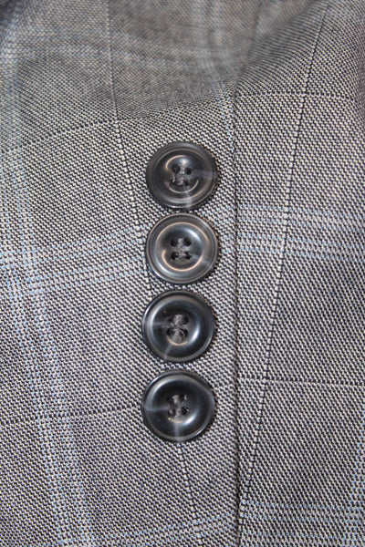 Michael Kors Mens Gray Check Suit Jacket Button Polyester Rayon Size 46