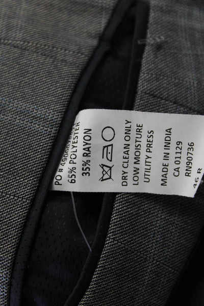 Michael Kors Mens Gray Check Suit Jacket Button Polyester Rayon Size 46