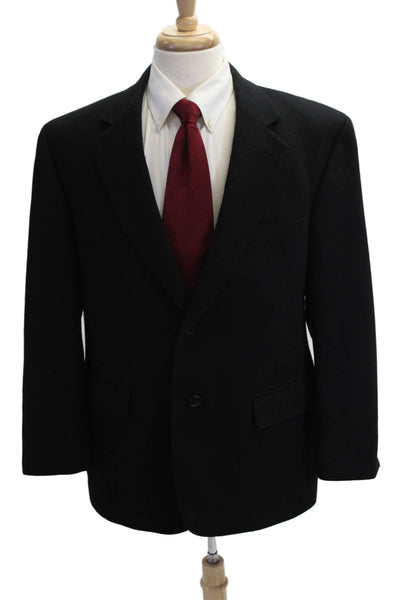 Club Room Mens Blazer Black Camelhair Collared Button Long Sleeve Size 42